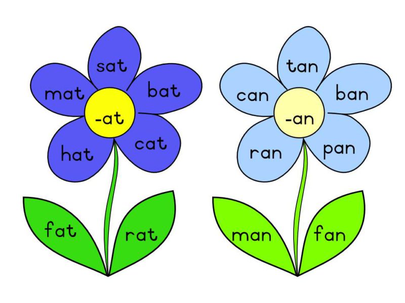 All the word families designed using flowers to put up and display them in your classroom