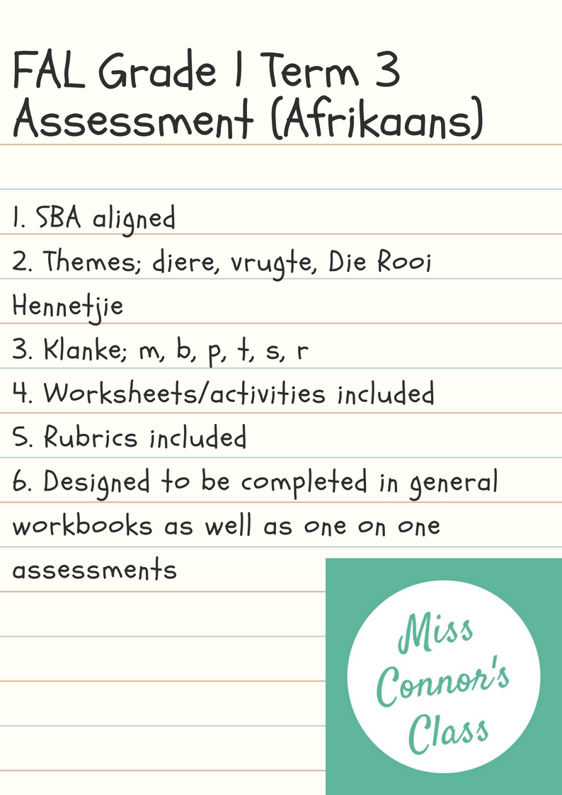 FAL Grade 1 Term 3 Assessment Afrikaans Teacha FAL Grade 1 Term 3 Assessment Afrikaans Teacha