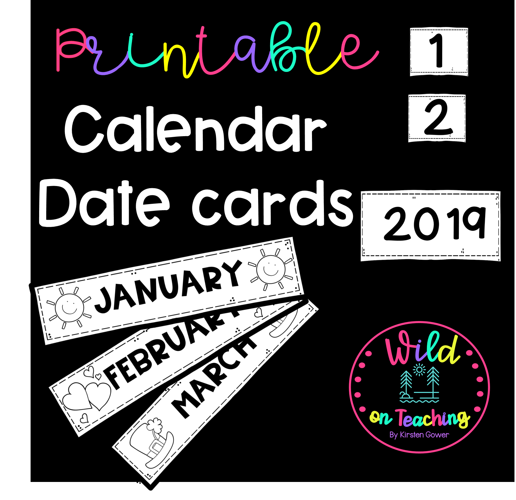 printable calendar date cards Teacha