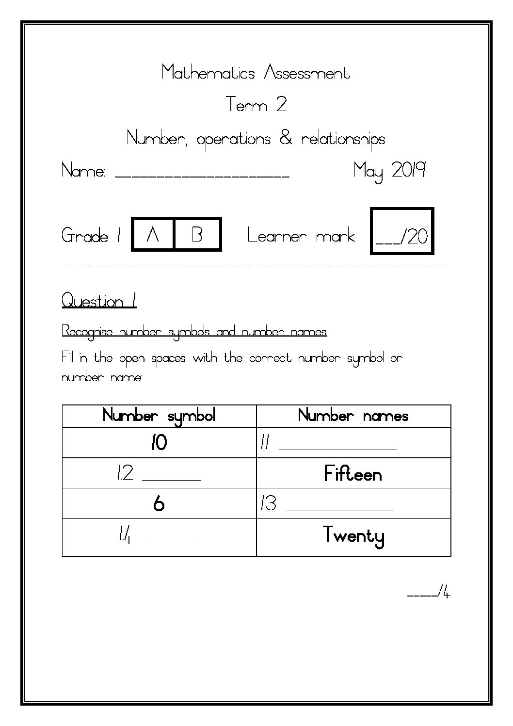 Number Operations Relationship Assessment Teacha 
