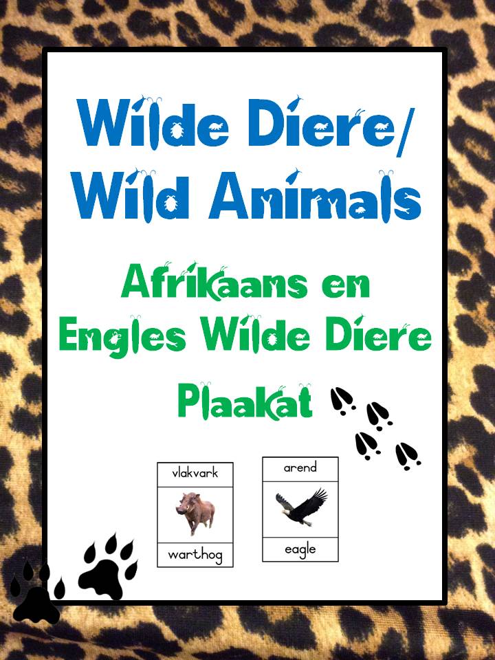 Wilde Diere / Wild Animals Afrikaans and English A4 Poster Cards • Teacha!