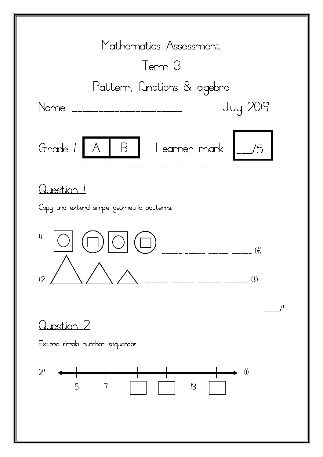 grade 4 maths assignment term 1 2021