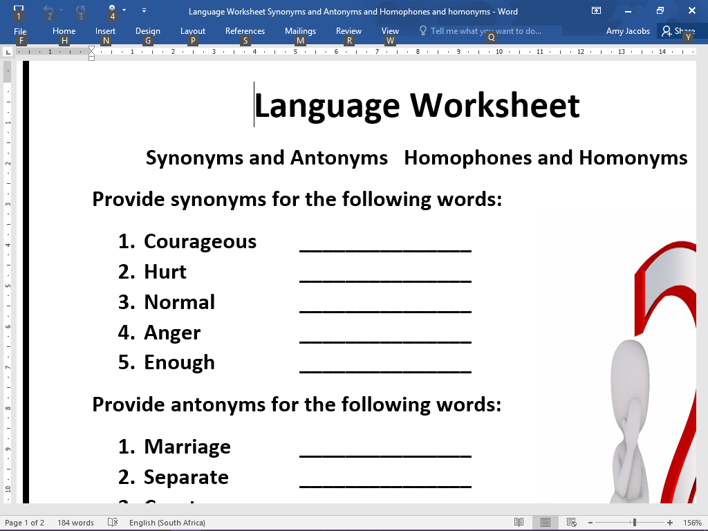 Grade 7 Worksheet English