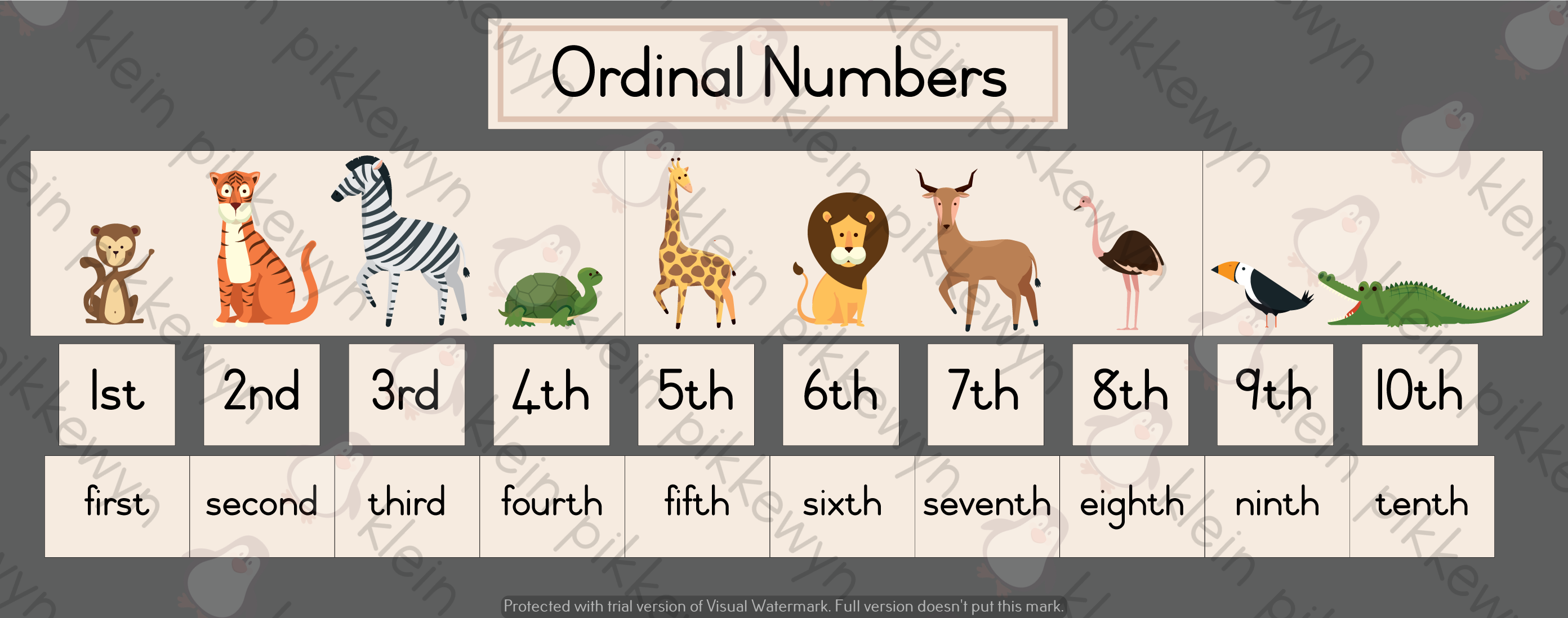 Ordinal Numbers – Animals 1-10 • Teacha!