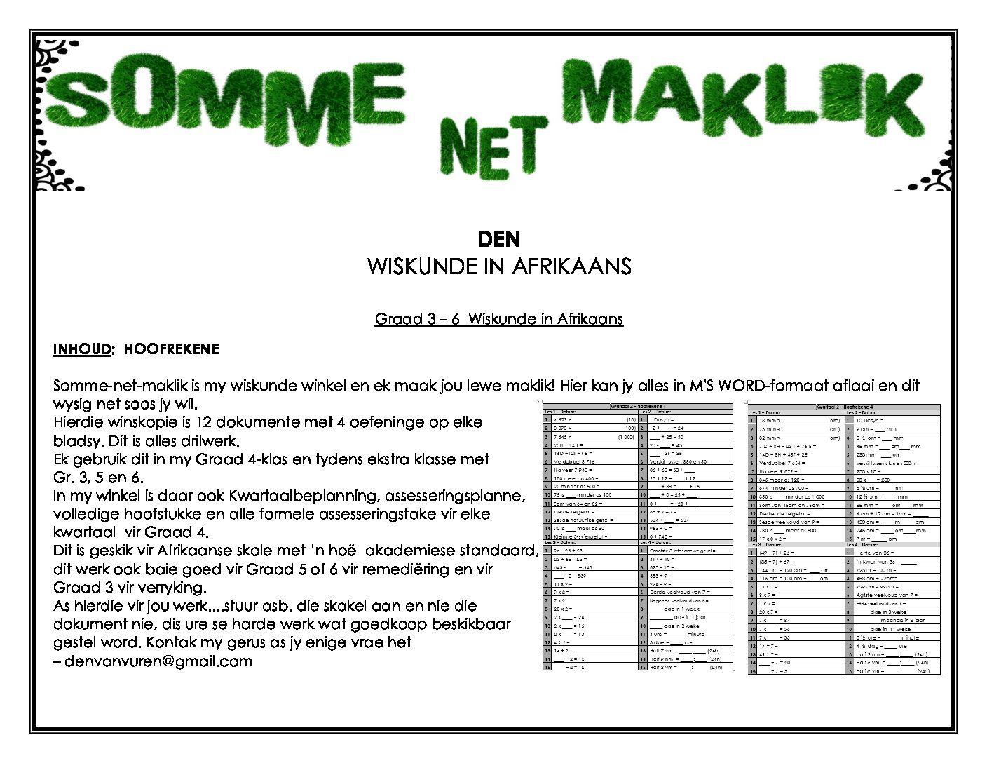 K2 Hoofrekene PDF Advertensie