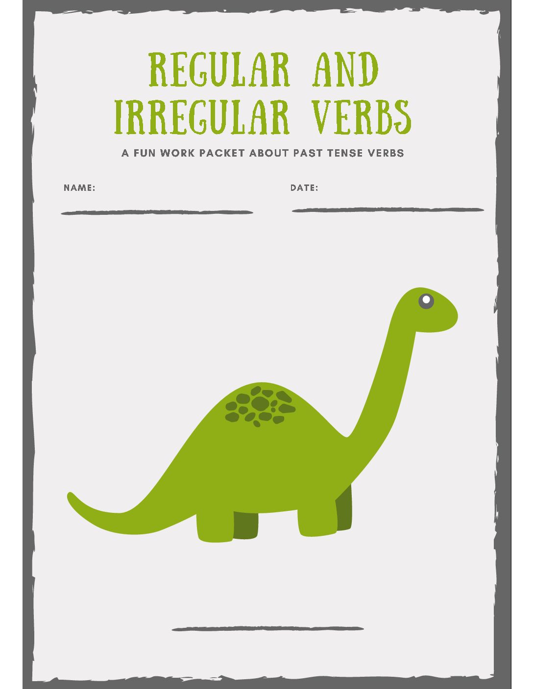 Regular and Irregular Verb Cover Page