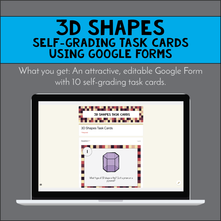 3-3D Shapes Self-checking task cards cover