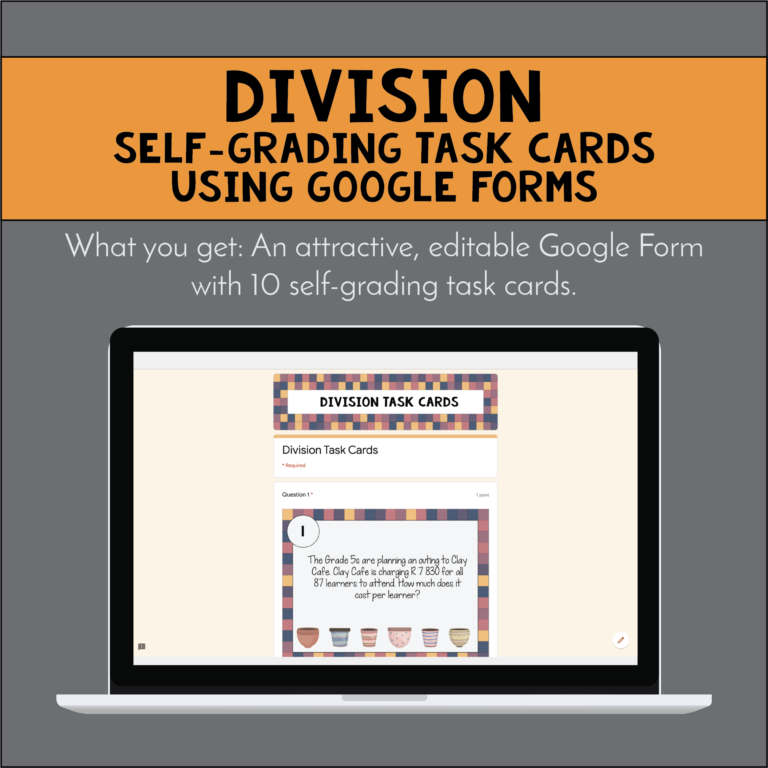 3-Division Self-checking task cards cover
