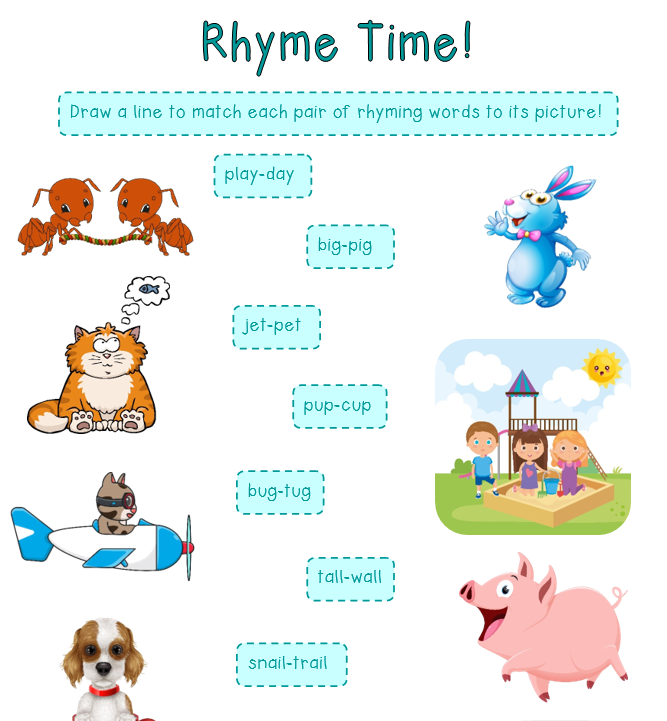 Rhyme Time – Four page worksheet • Teacha!