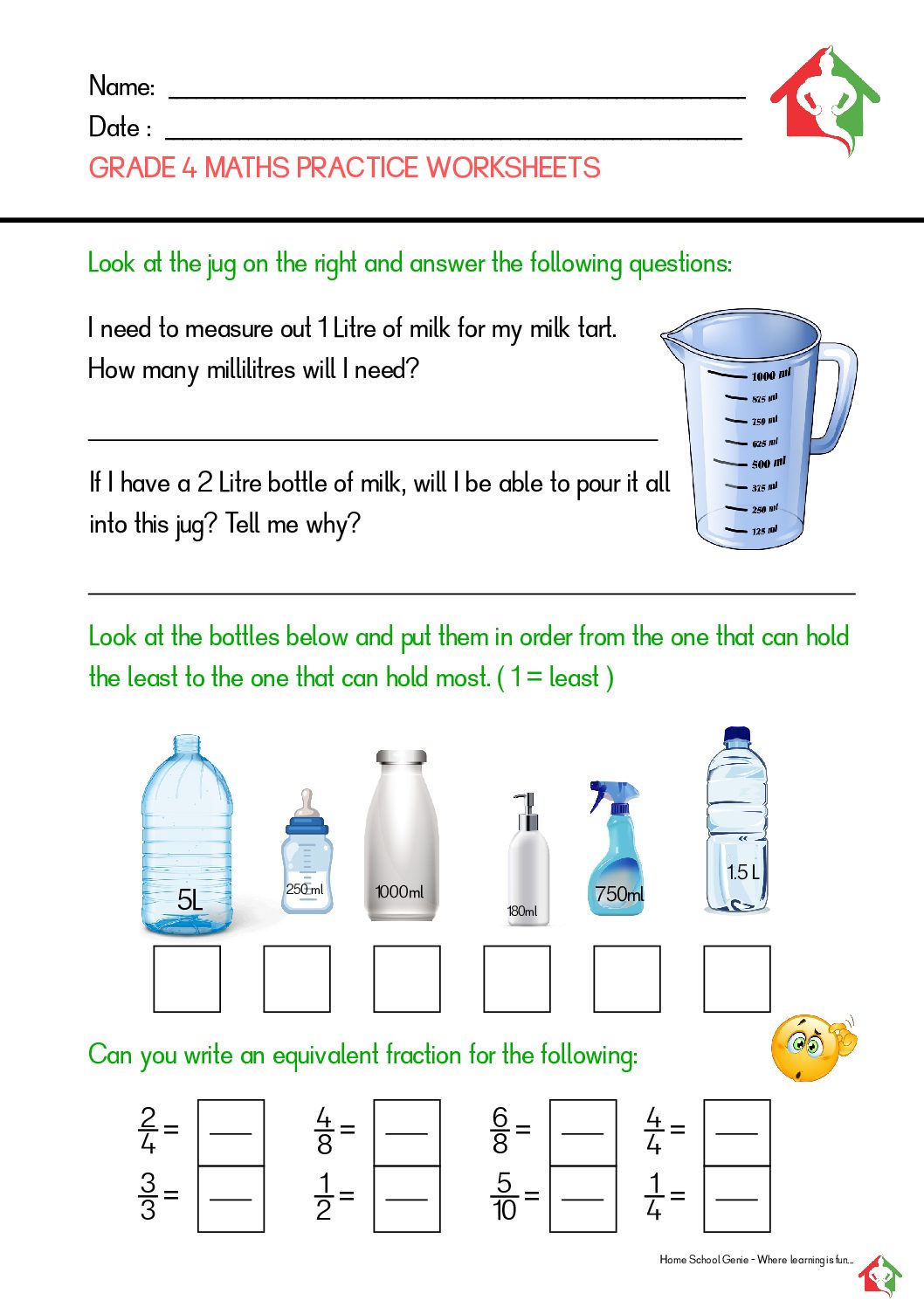 grade 4 maths practice worksheets