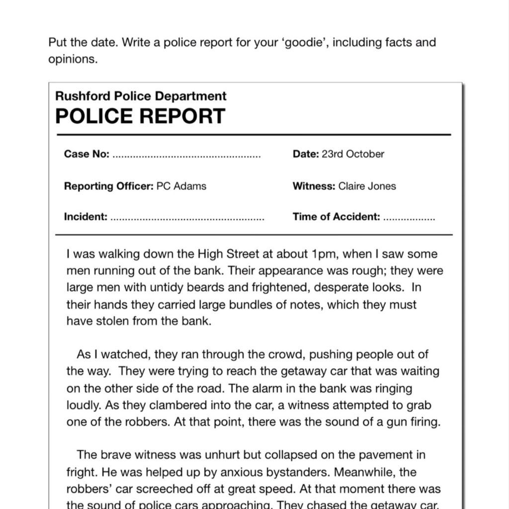 Practise Writing A Crime Report 9 14 Years Teacha practise-writing-a-crime-report-9-14-years-teacha