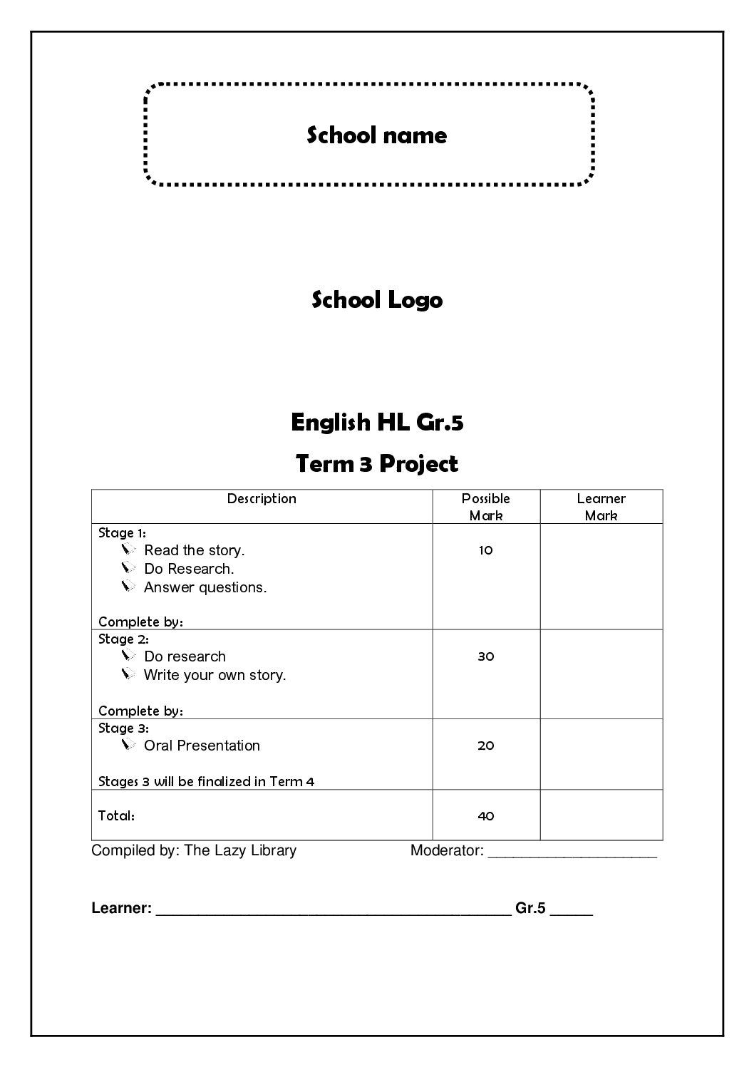 grade 5 english 3rd term paper