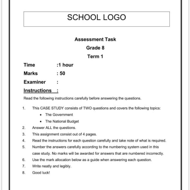 grade 8 assignment term 1 2023