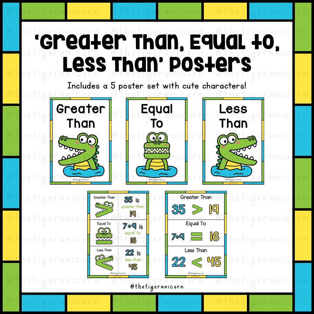 Greater Than, Equal To, Less Than Posters Teacha!