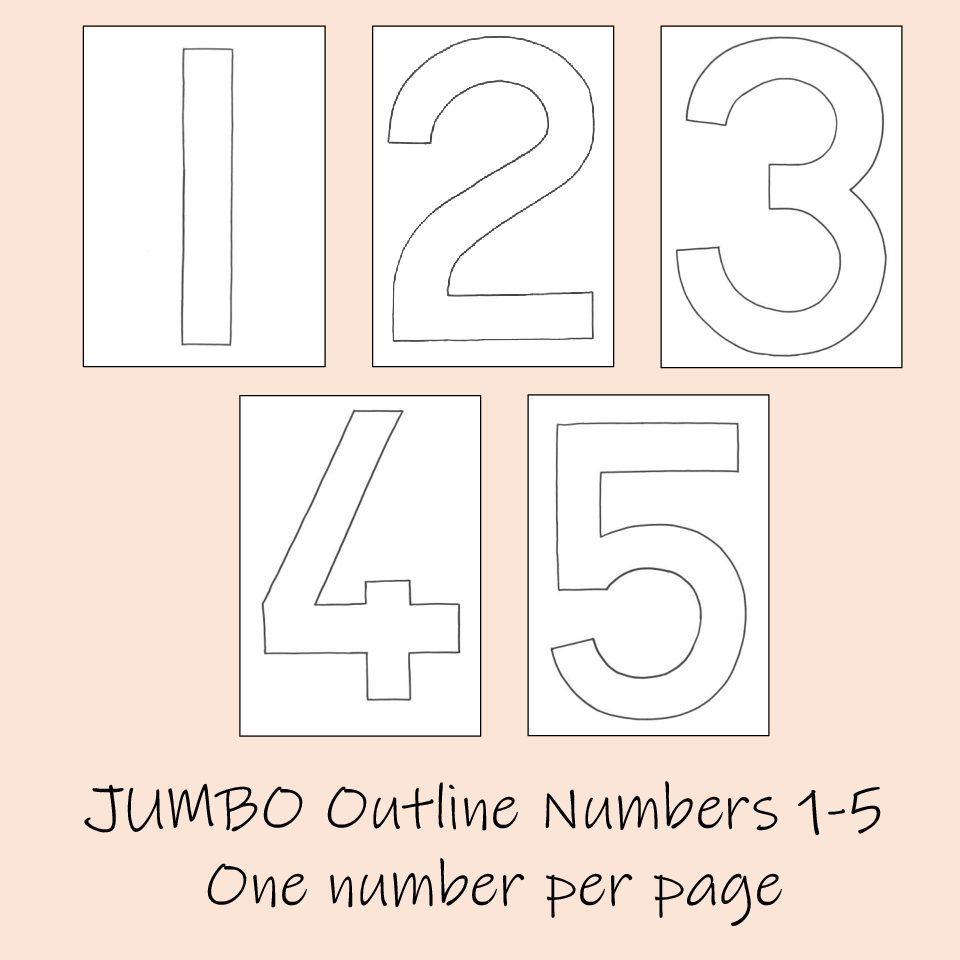 JUMBO Outline Numbers 1-5 • Teacha!