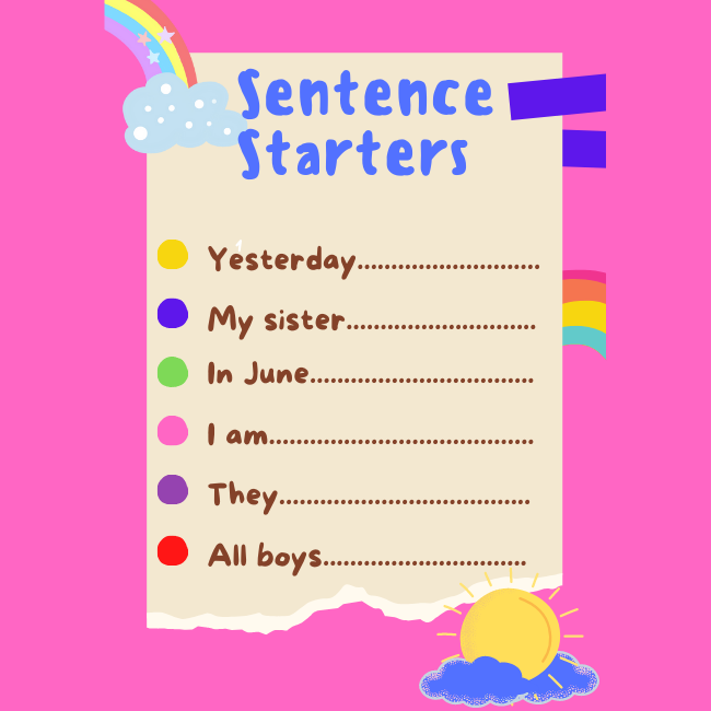 3924 Sentence Starters 2pdf 650 × 650 px • Teacha