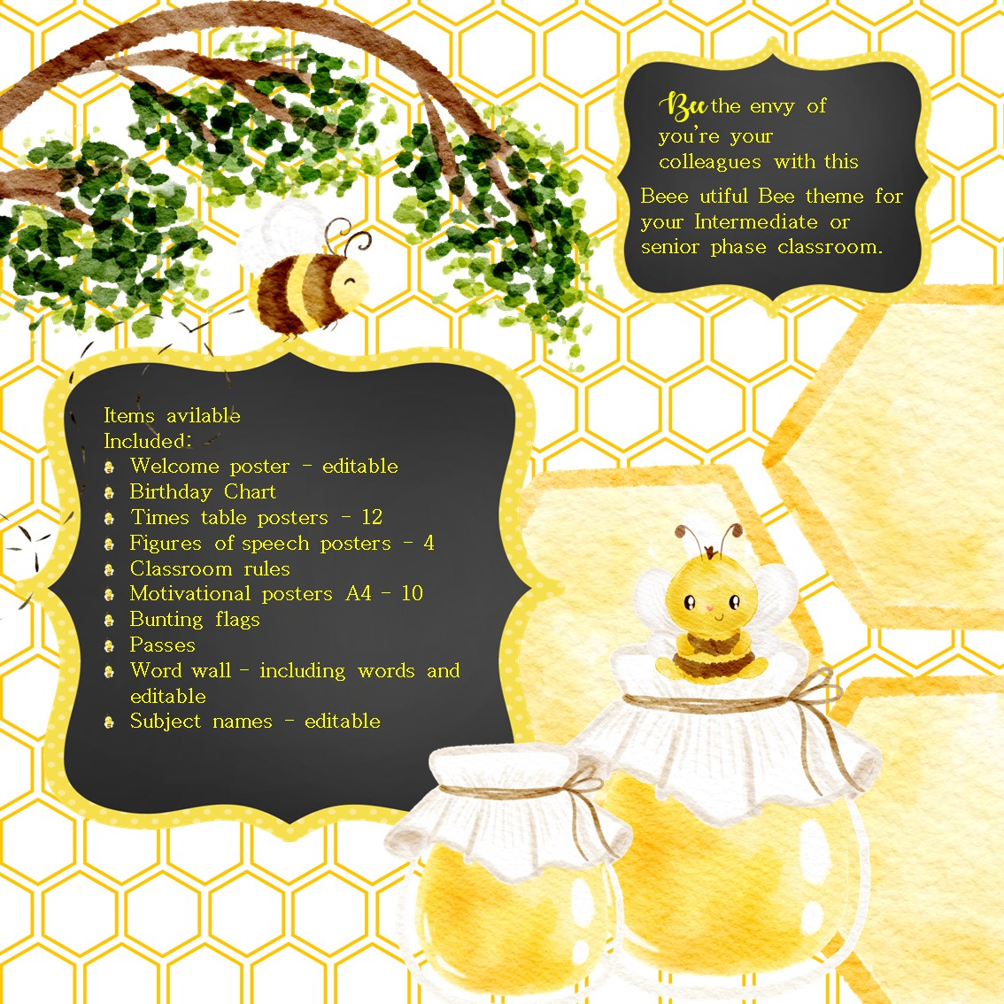 Bumble Bee Theme - Bee Classroom Decor by Multi Grade Mania