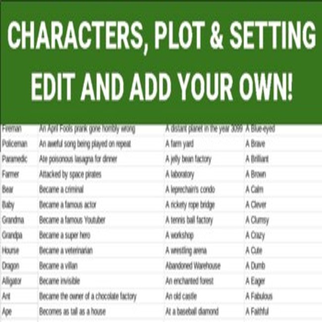 Story Generator: 10,000,000 Combinations (Google Sheets) • Teacha!