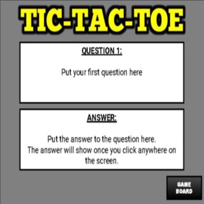 Google Slides Tic Tac Toe Activity Master 