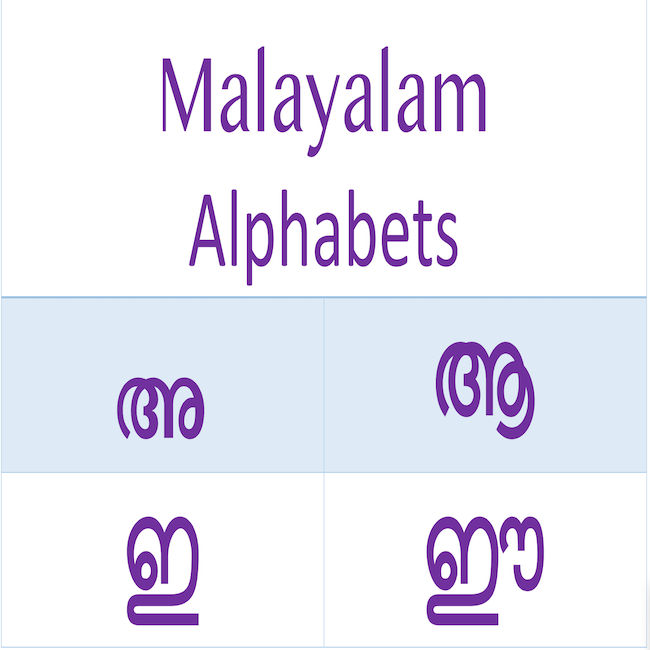 Malayalam Alphabet FLASHCARD Both Vowels and Consonants 