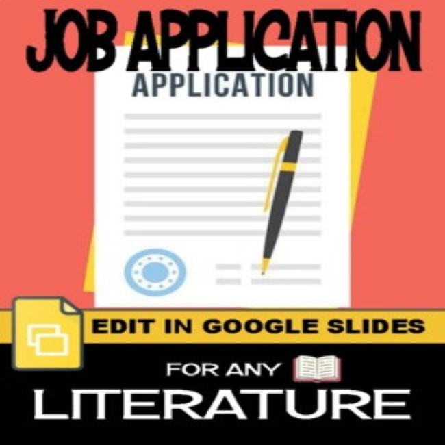 Job Application Characterization For Any Literature Editable In Google Slides Teacha