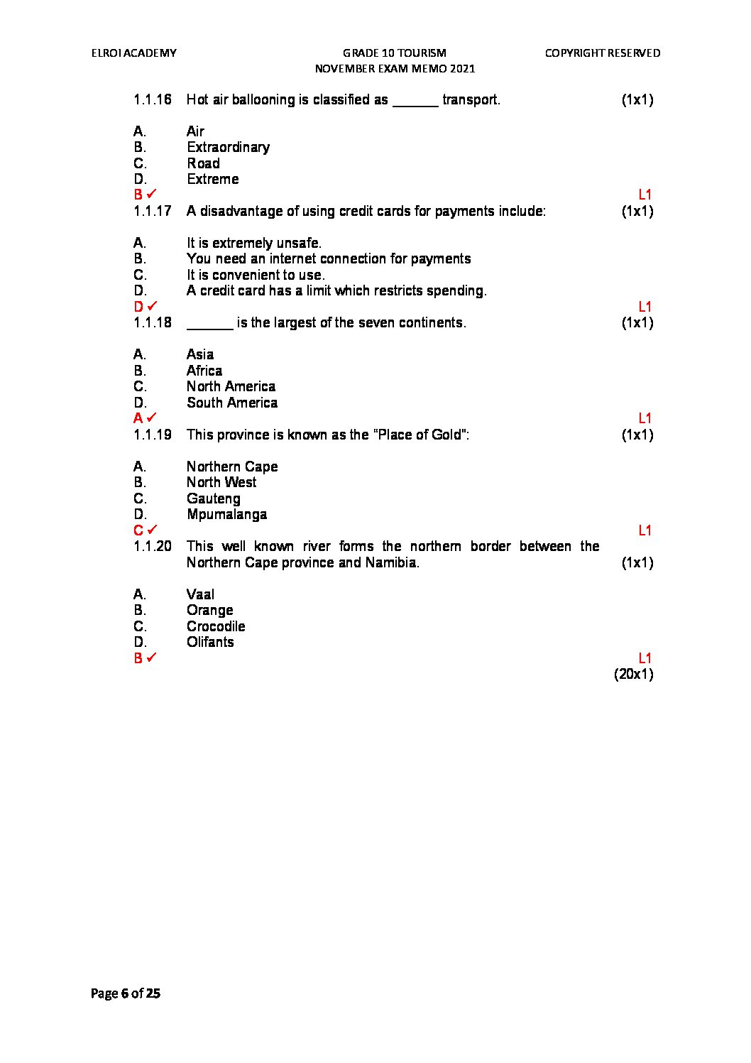 hospitality and tourism final exam