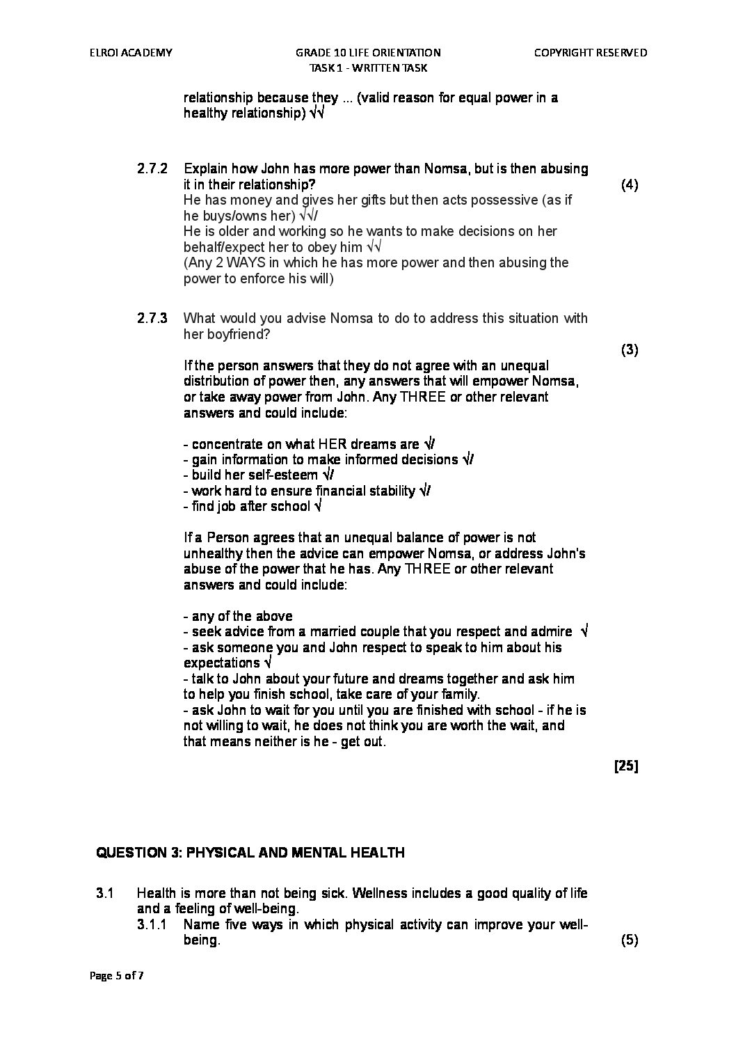 grade 12 life orientation assignment 2022 memorandum