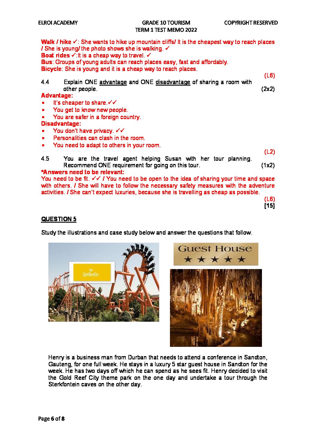 tourism grade 10 june exam