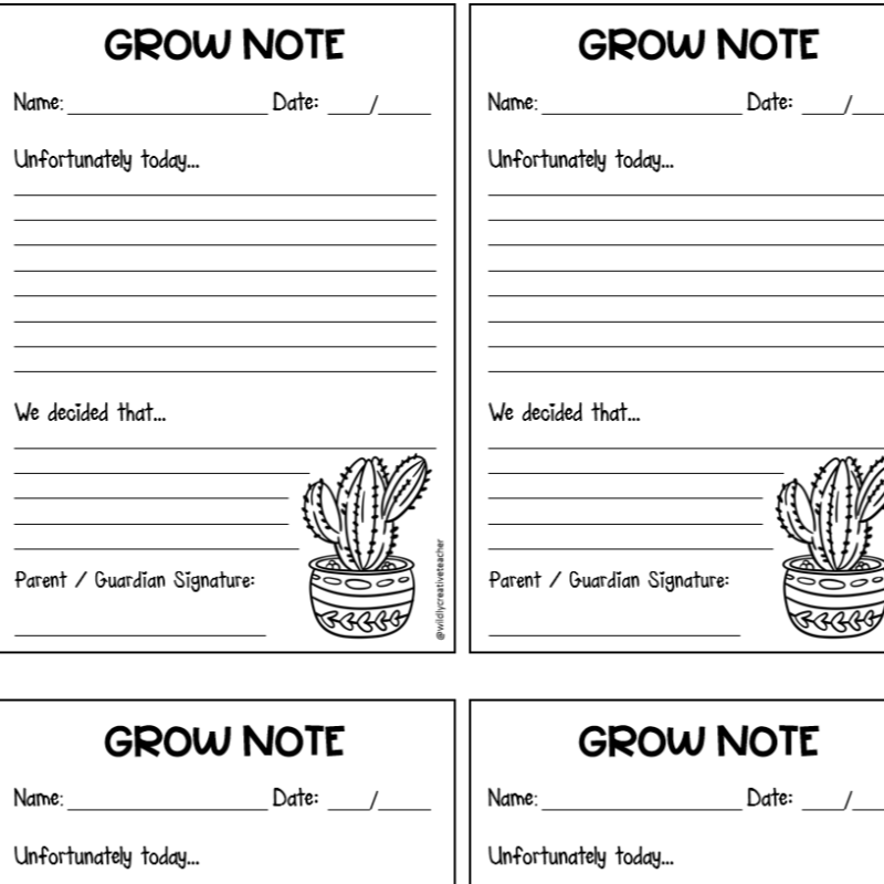 Grow & Glow Note Template • Teacha!