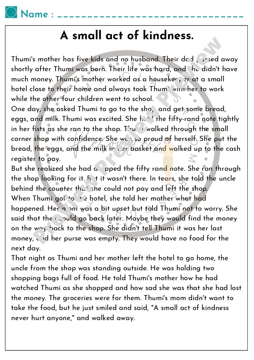 English comprehension tests 1 Teacha