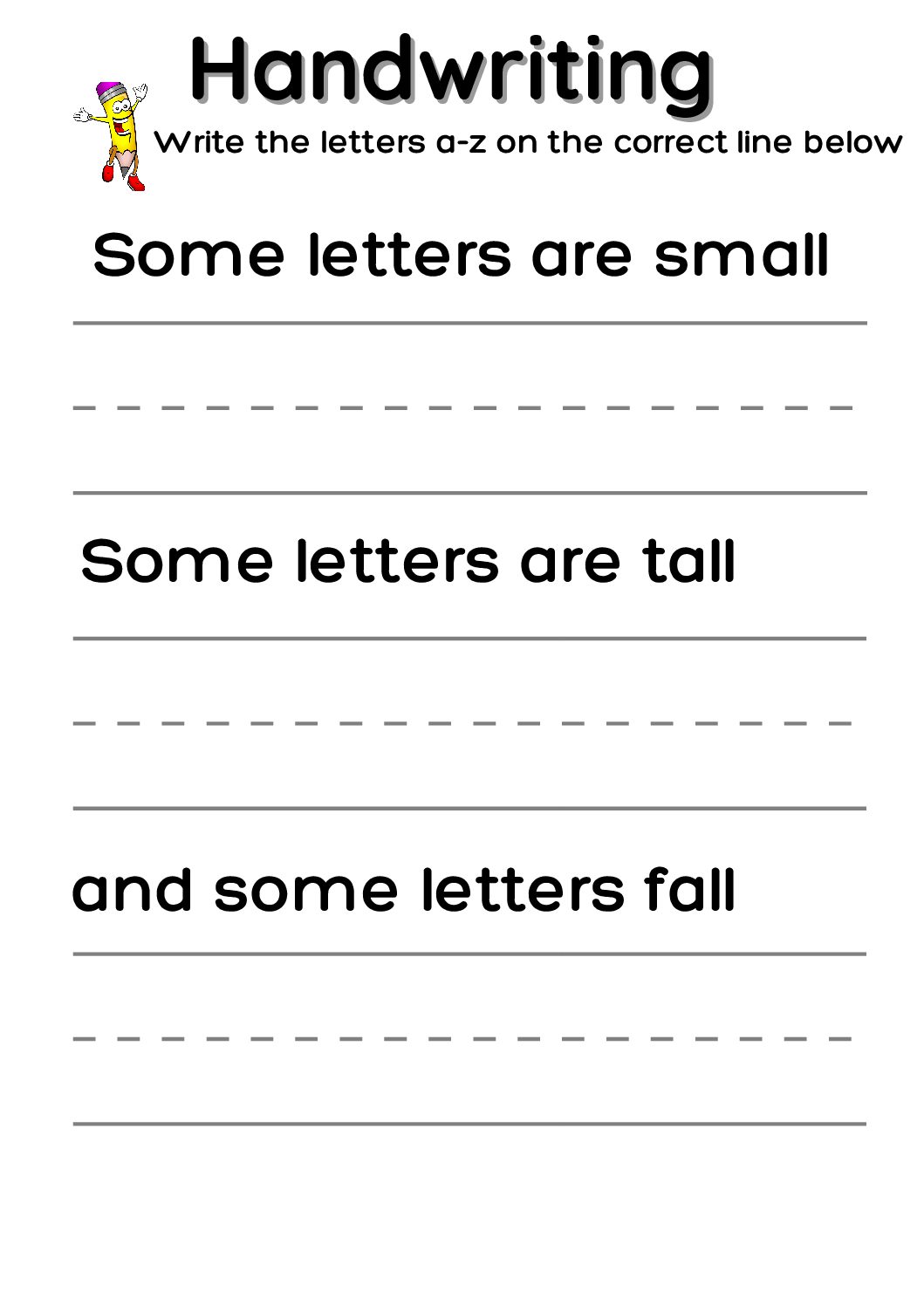 Handwriting small tall fall worksheet Teacha