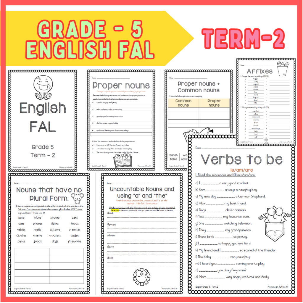 Grade 5 ENGLISH FAL Term 2 Worksheets Teacha 