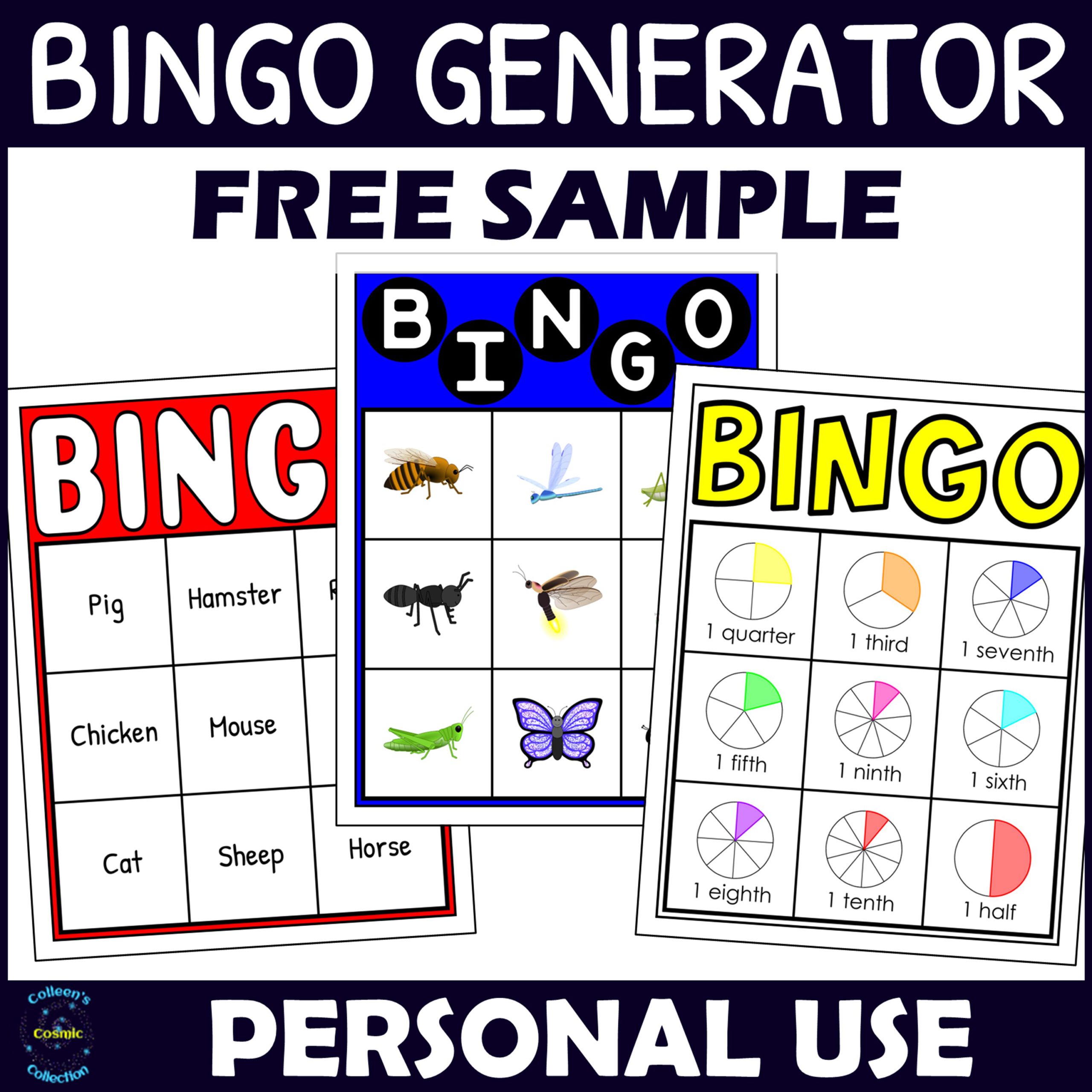 Free printable and virtual bingo card generator