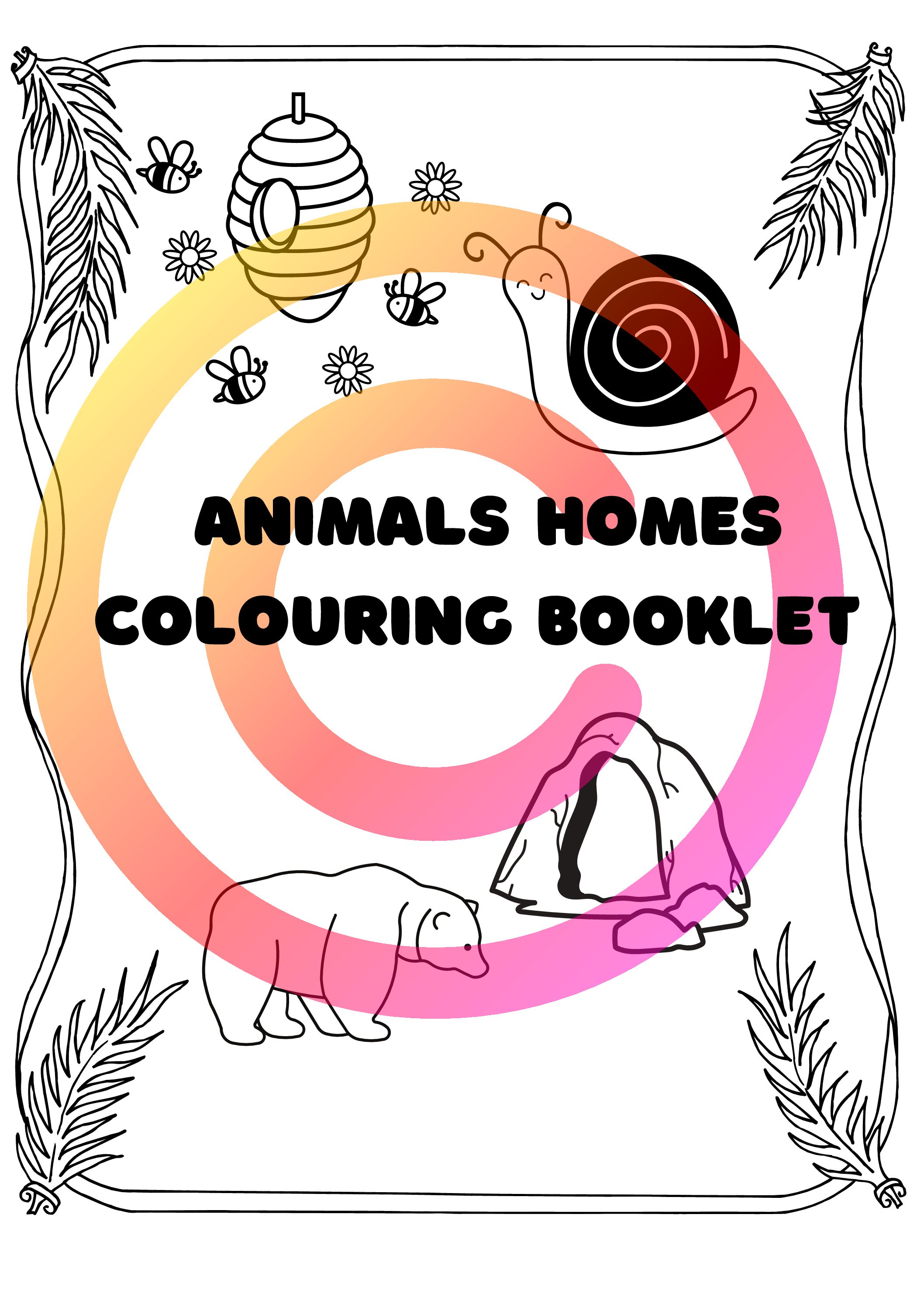 Copyright animal home colouring booklet