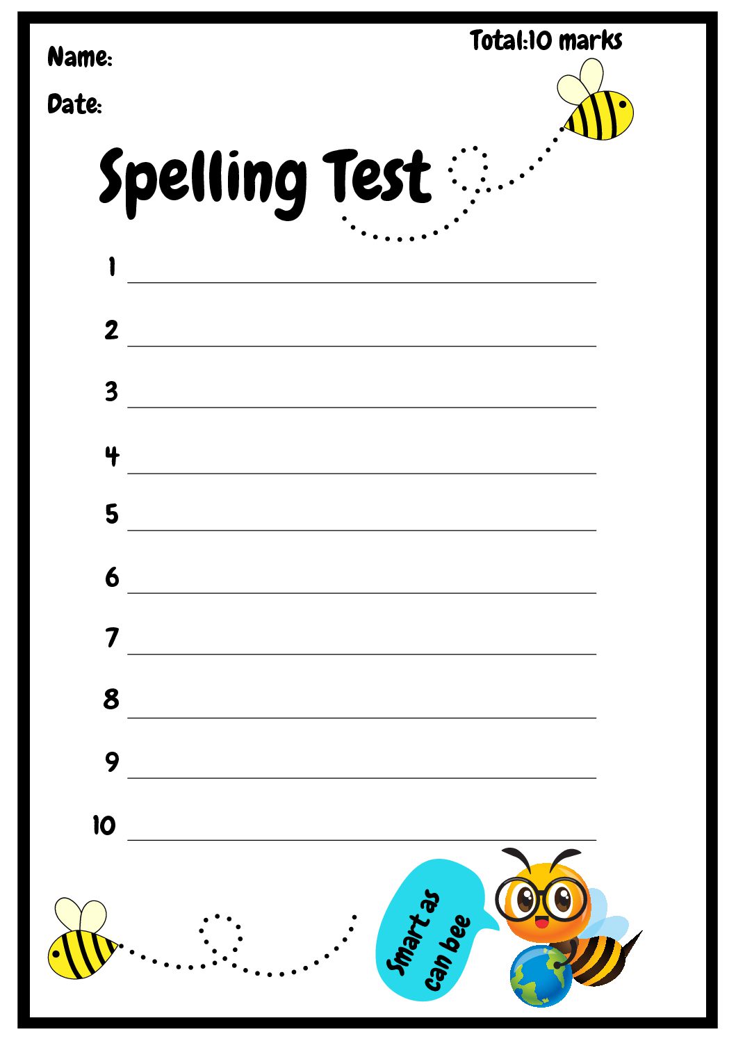 Spelling Test Template spelling-test-template