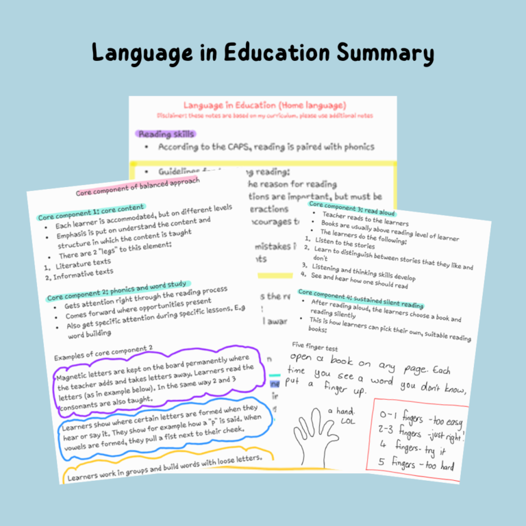 58705 Language in Education Summary Teacha
