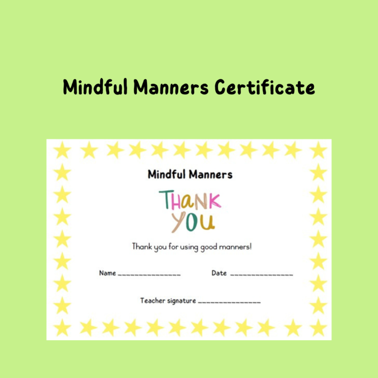 58705 Mindful Manners Certificate Teacha