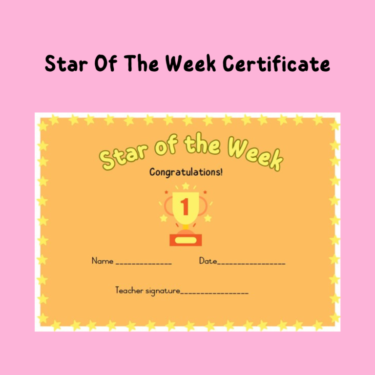 58705 Star Of The Week Certificate Teacha
