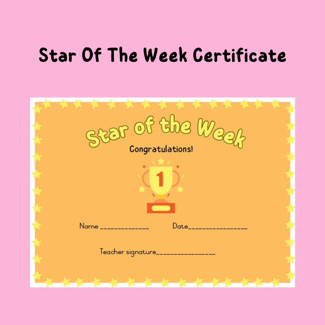 58705 Star Of The Week Certificate Teacha
