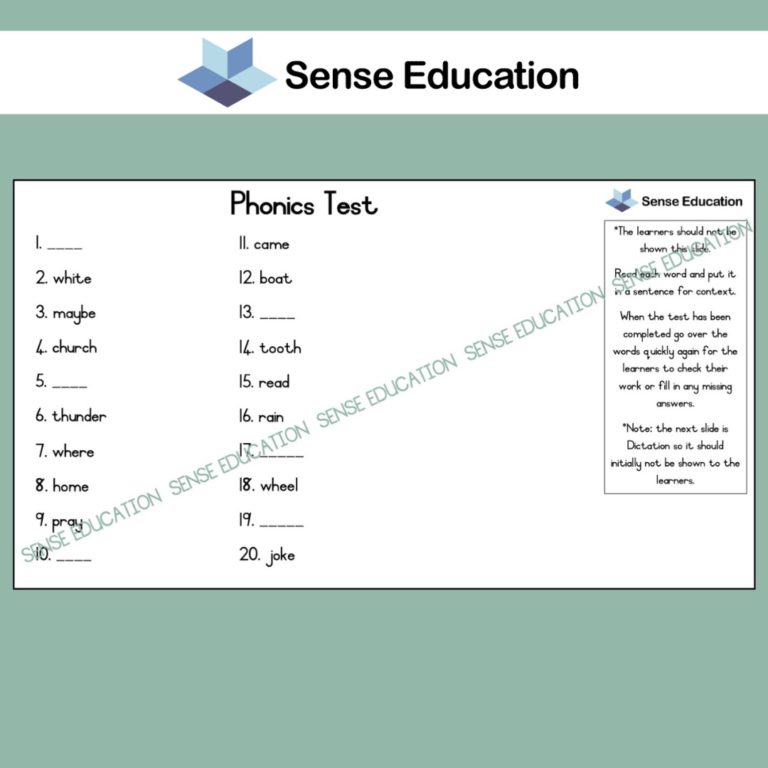 dictation　and　Grade　Phonics　•　Term　test　–　Teacha!