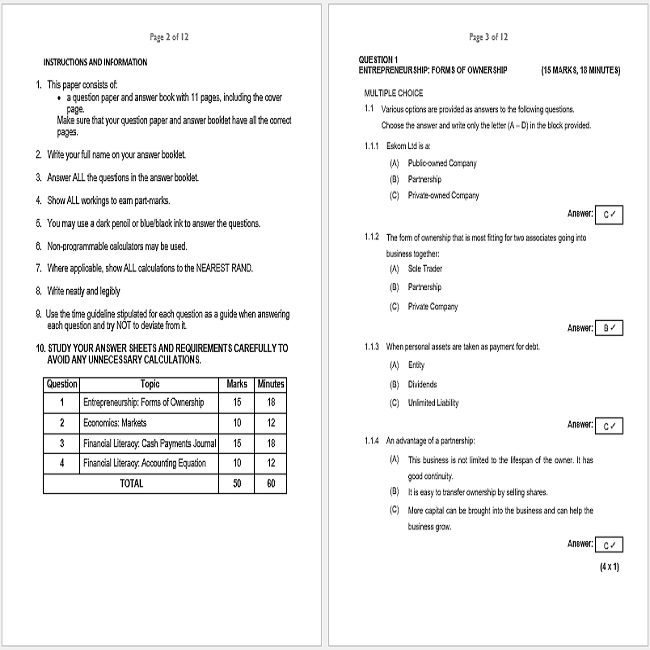 Grade 8 Economic and Management Science (EMS) September Question Paper