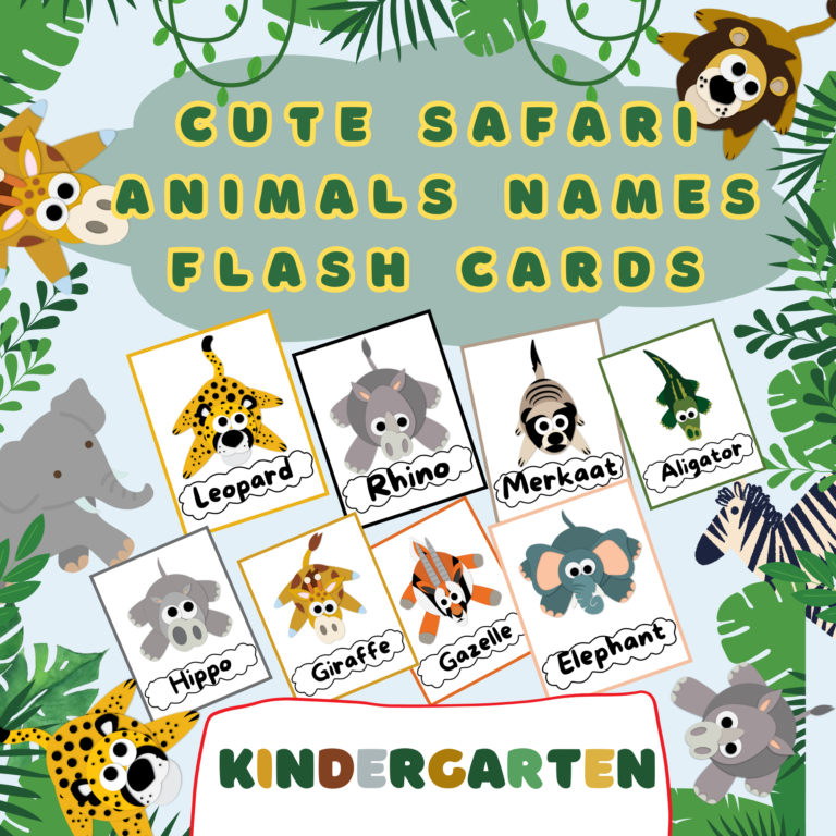 93402-Cute Safari Animals Names Flash cardscover