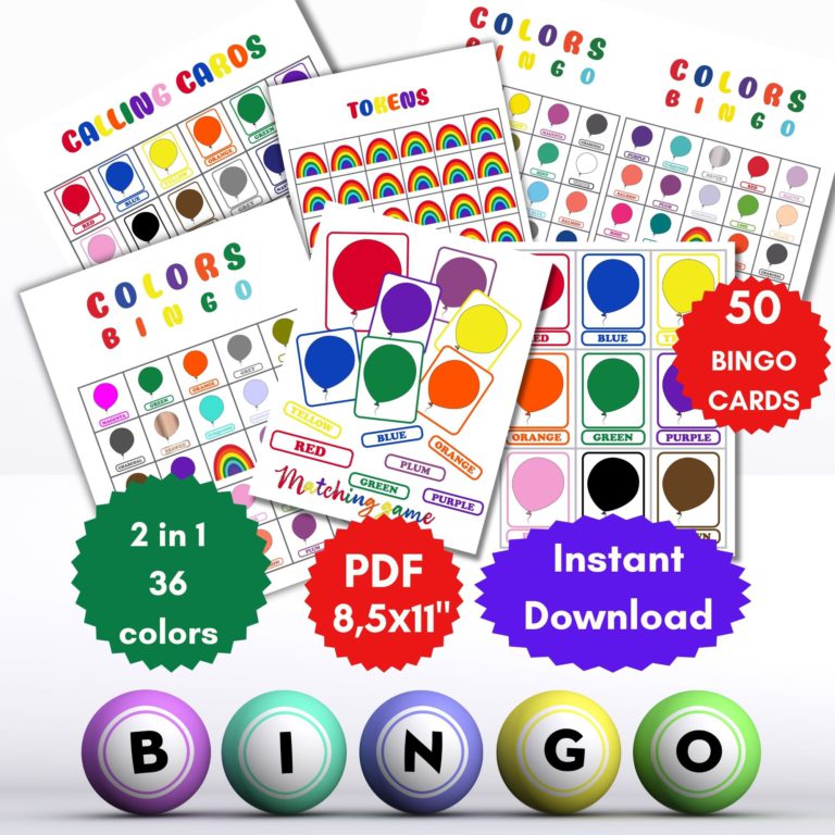 97415-Color Bingo Cards Colors Learning Game for Kids Learning Colors